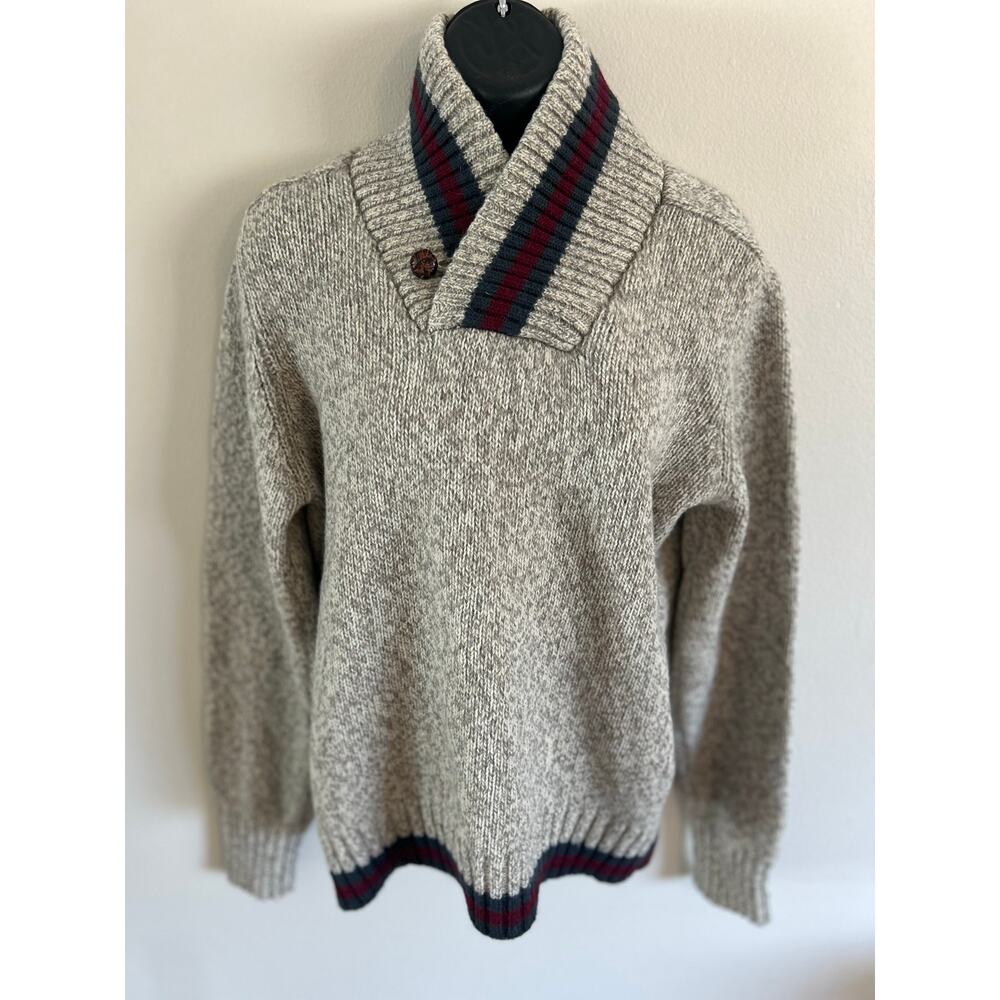 Vintage Sierra Designs Wool Shawl Collar Sweater Gray Medium